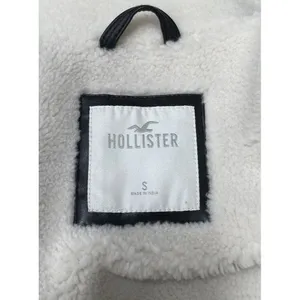 Hollister Cropped Moto Jacket S Black Vegan Leather Faux Fur Sherpa Lined Y2K thumbnail 7