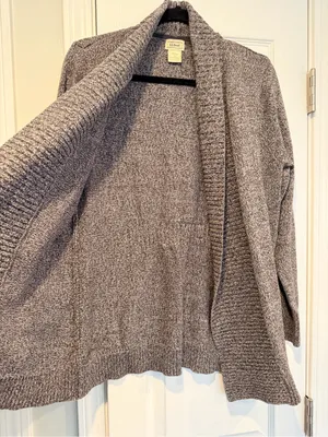 L.L. Bean Size S Gray Open Front Cotton Blend Ribbed Trim Cardigan Sweater thumbnail 8