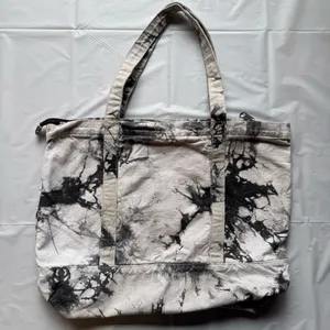 PINK Victoria’s Secret Black and Gray Acid Tie Dye Zip Top Canvas Tote thumbnail 6