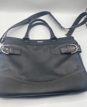 Franklin Covey Leather Messenger Shoulder Laptop Bag Travel Handbag Purse Black thumbnail 1