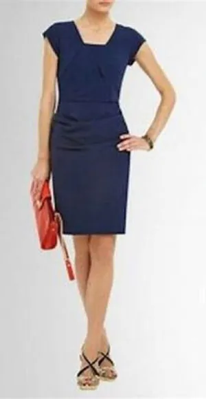 BCBG Max Azria Joana Ruched Fitted Mini Pencil Dress Navy Blue size 6 thumbnail 1