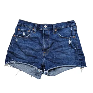 Levis 501 Original Jean Shorts Womens 29 High Rise Distressed Button Fly Denim thumbnail 3