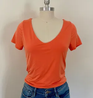 Bright Orange Stretch Fitted Top thumbnail 1
