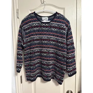 Vintage Fair Isle Sweater Cosby Retro Cabincore Cozy Grandmacore Shoulder‎ Pads thumbnail 2