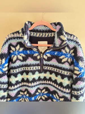 AERIE Hometown‎ Holiday Quarter Zip Oversized Sherpa Pullover, Size Medium thumbnail 4