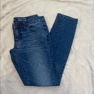 5/$30 🎈 Merona womens Polka dot skinny jeans size 2 thumbnail 2
