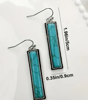 NEW Pair of vintage style BOHO earrings, dangle turquoise earrings, western thumbnail 3