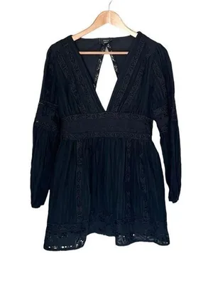 Vici‎ Black Long Sleeve V-Neck Open Back Dress thumbnail 1