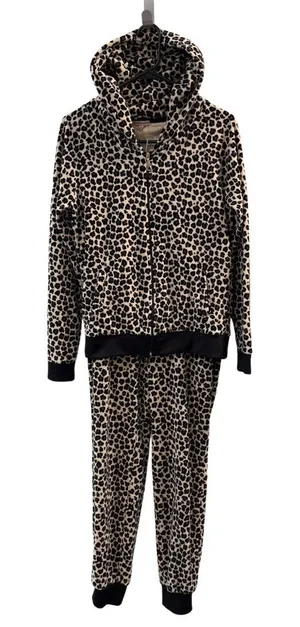 Juicy Couture Women’s Leopard Velvet Track Suit Size M thumbnail 1