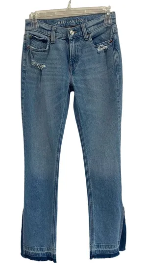 American Eagle Jeans Blue 90's‎ Low Rise Skinny Kick Distressed Sz 00 thumbnail 1