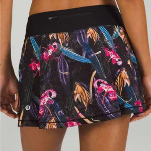 Lululemon Athletica Pace Rival Mid-Rise Skirt Skort Veiled Floral Black Multi 8 thumbnail 1