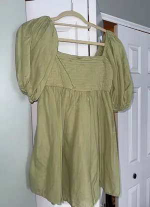 Abercrombie Dress Mini Green Puff Sleeve thumbnail 1