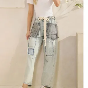 Oli & Hali Light Wash Patchwork Cropped Wide-Leg Jeans XL thumbnail 2