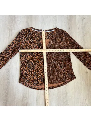 Anthropologie Pilcro EUC Women's Thermal Brown Leopard Print Top Size M thumbnail 6