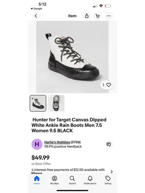 Hunter for Target Canvas Dipped White Ankle Rain Boots M7/W9 thumbnail 9