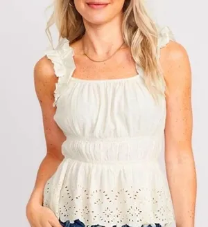 Banana Republic White Eyelet Tanktop thumbnail 1