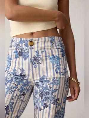 NWT Anthropologie Maeve The Colette High-Rise Wide-Leg Jeans- Floral Stripe - 25 thumbnail 8