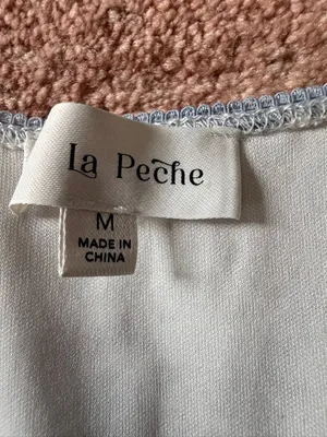 La Peche Ivory Blue Floral Lace Peplum Top Size M thumbnail 3