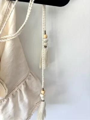 Zara Ivory Cropped Tank Top Floral Eyelets Tassel Beaded Straps Boho Hippie thumbnail 8