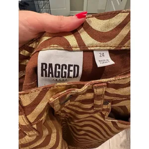 The Ragged Priest Metallic Gold Brown Wavy Swirl Straight Leg Jeans‎ Womens 24 thumbnail 5