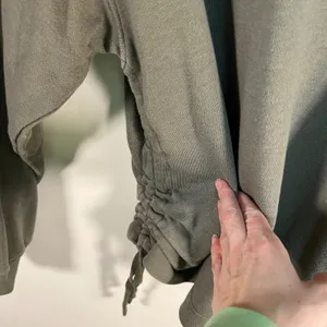 Aerie Womens Oversized Ruched Side Tie Hoodie Olive‎ Green French Terry XL thumbnail 4