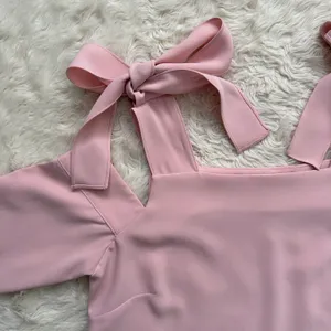 Amanda Uprichard Dress Cold Shoulder Bow Tie Long Sleeve Mini Pale Pink P thumbnail 6
