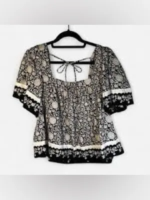 Universal Thread Black & White Square-Neck Boho Top thumbnail 4