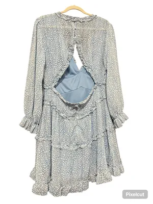 Light Blue Floral Ruffle Tiered Dress Size XL thumbnail 2