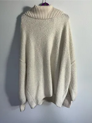 Free People Milo Cowl Cozy Cream Turtleneck Women's Sweater Size Large thumbnail 4