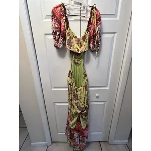 FREE PEOPLE Womens Medium‎ Green Bali Citrus Skies Jumpsuit Floral Cut Out New thumbnail 7