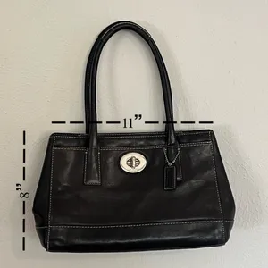 Coach Hampton Madeline Black Leather Satchel Bag Y2K Vintage Carryall Purse thumbnail 2
