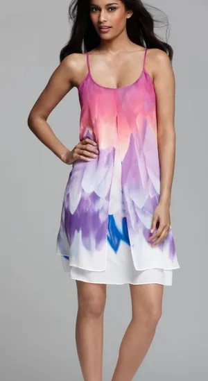 Natori Floral Watercolor Layered Sleeveless Slip Dress Women's Size Medium thumbnail 1