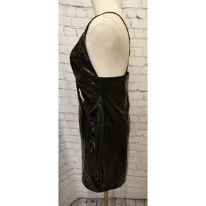 Windsor Vampy Sleek Black Patent Faux Leather Mini Dress Size Large thumbnail 3