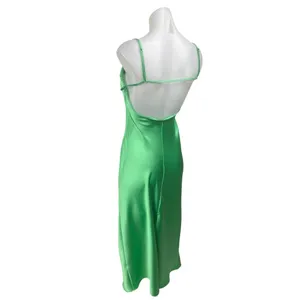 Zara Women's Green Silk Satin Sleeveless Cami Camisole Midi Slip Tank Dress XS thumbnail 2