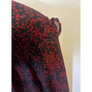 BeachLunchLounge XL Red Black Print Ruffle Long Sleeve Lined Chiffon Shift Dress thumbnail 6
