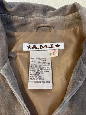 Ami Suede Leather Jacket with Ribbed Knit Sleeves thumbnail 2