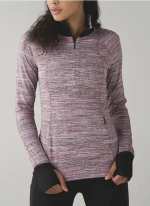 Lululemon Runderful 1/2 Zip Berry Rumble Striped Pullover Long‎ Sleeve Shirt thumbnail 1