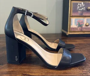 Sam Edelman Daniella Black Leather Heeled Sandals Shoes Size 8 Strappy thumbnail 1