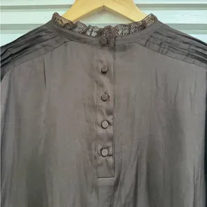 J.Crew Chocolate Brown Ruffleneck Drapey Long Sleeve Blouse thumbnail 5