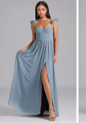 Azazie Chiffon Dress Dusty Blue thumbnail 3