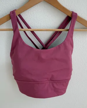 Lululemon Energy Bra Longline Pink Mauve Size 6 Strappy Crossback Sports Bra thumbnail 1