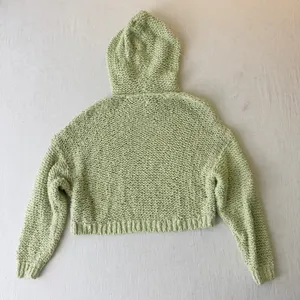 Pilcro Sailcloth Chunky Knit Cropped Pullover Hoodie Womens Size XS Lime Green thumbnail 7