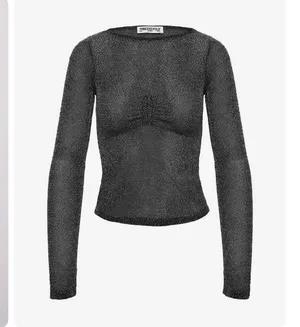 Crystal Clear Long Sleeve Mesh Top Black/Silver thumbnail 3
