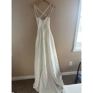 Lulus Arabella White Jacquard Basque Waist Maxi Dress Size Large Bridal Wedding thumbnail 5
