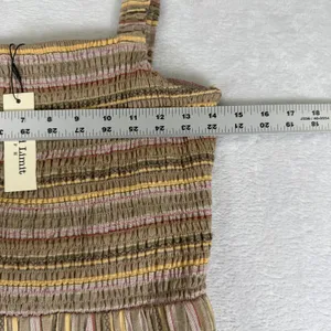 Speed Limit MPH Smocked‎ Striped Maxi Dress Brown Boho Tiered J5735L Size M thumbnail 4