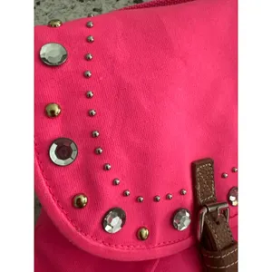 Victoria's Secret PINK Neon Hot Pink Studded Rhinestone Full Size Y2K Backpack thumbnail 3