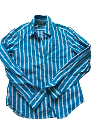 Lauren Ralph Lauren striped cotton button up shirt sz S thumbnail 1
