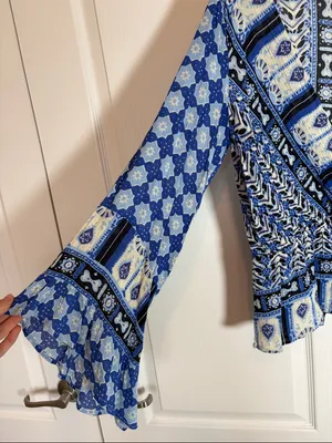 Free People Rosalie Wrap top Indigo combo.Size S thumbnail 5