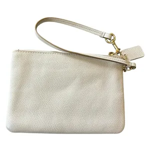 Coach Darcy Bow Cream Cross Grain Leather Small Wristlet Top Zipper thumbnail 5