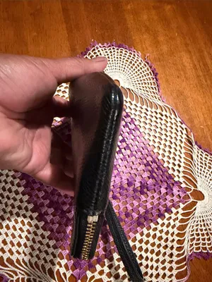 Coach Black Pebbled Leather Wristlet with Gold Logo thumbnail 7